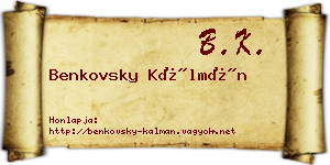 Benkovsky Kálmán névjegykártya